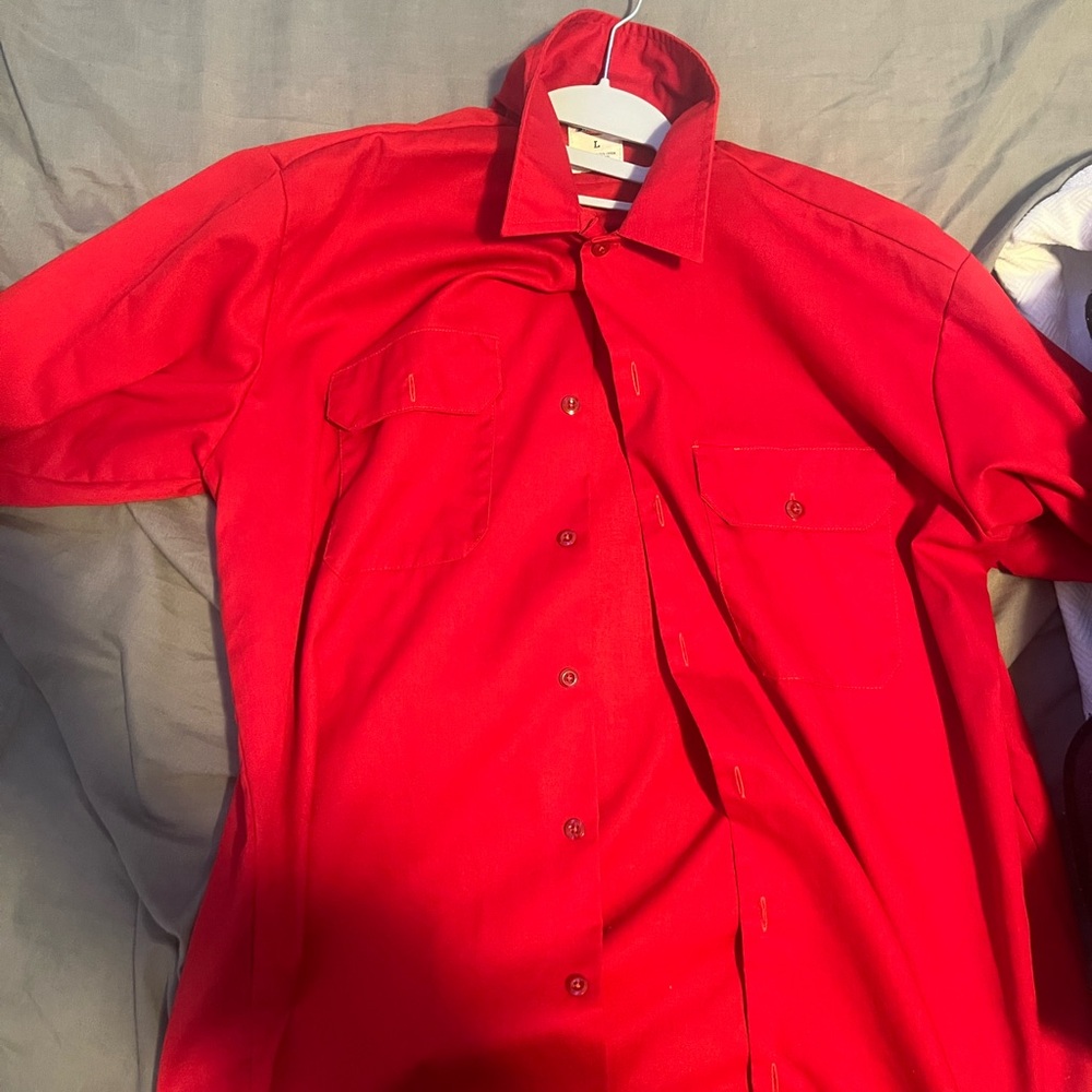 Men's Red Dickies Button up shirt